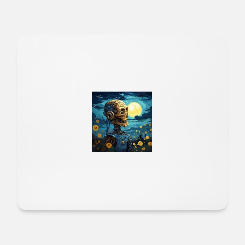 robot van gogh style - Mousepad (Querformat) - Weiß