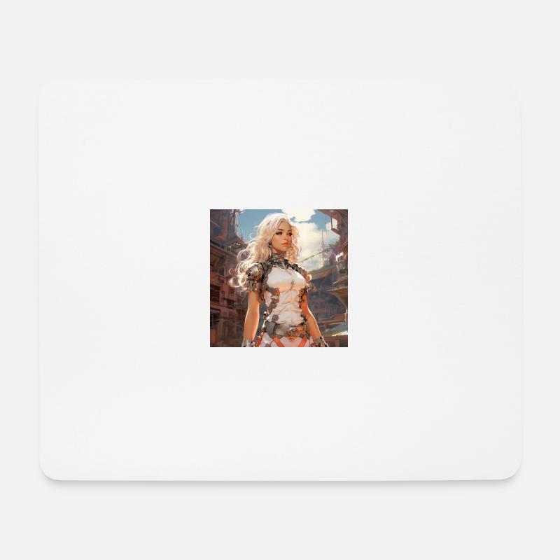 1970s scifi anime cyborg girl - Mousepad (Querformat) - Weiß