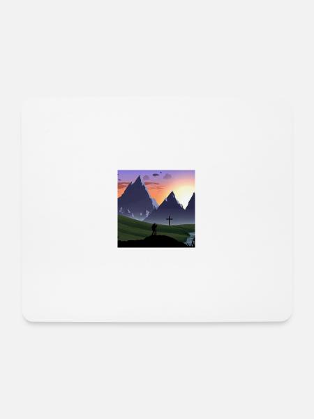 Berglandschaft - Mousepad (Querformat) - Weiß