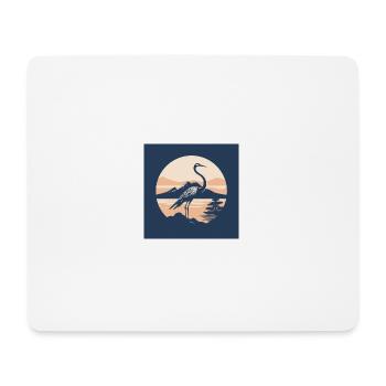 Grue devant le lac et les montagnes - Tapis de souris (format paysage) - blanc - Devant