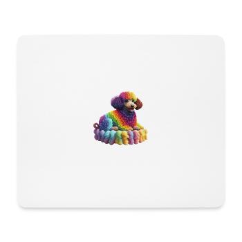 Regenbogen Pudel - Mousepad (Querformat) - Weiß - Vorne