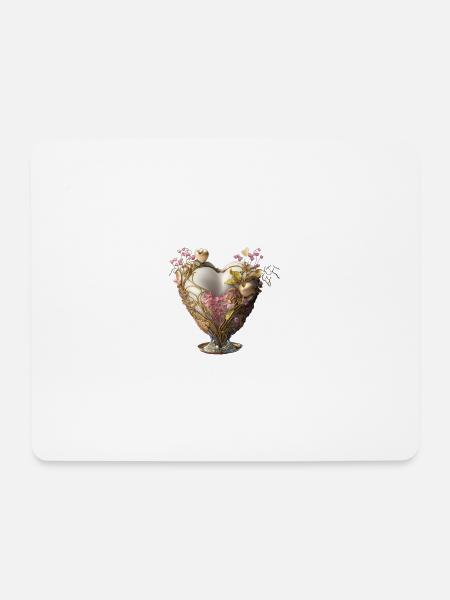 Goldenes Herz - Mousepad (Querformat) - Weiß