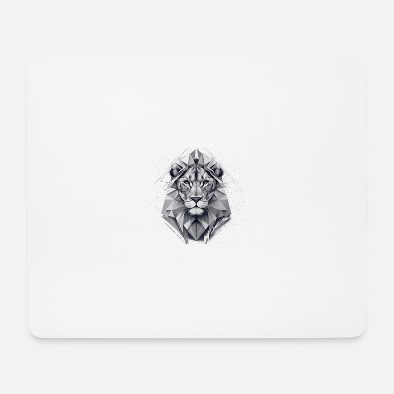 Geo_Löwe_2 - Mousepad (Querformat) - Weiß