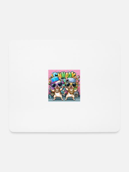 Hip Hop Chihuahuas Candy Style Sonnenbrille Comic - Mousepad (Querformat) - Weiß