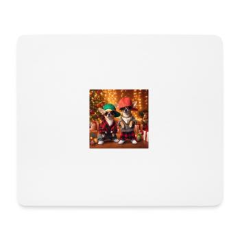 Coole Hip Hop Chihuahuas vor Weihnachtsbaum - Mousepad (Querformat) - Weiß - Vorne