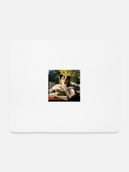 Hund liegt draußen - Mousepad (Querformat) - Weiß