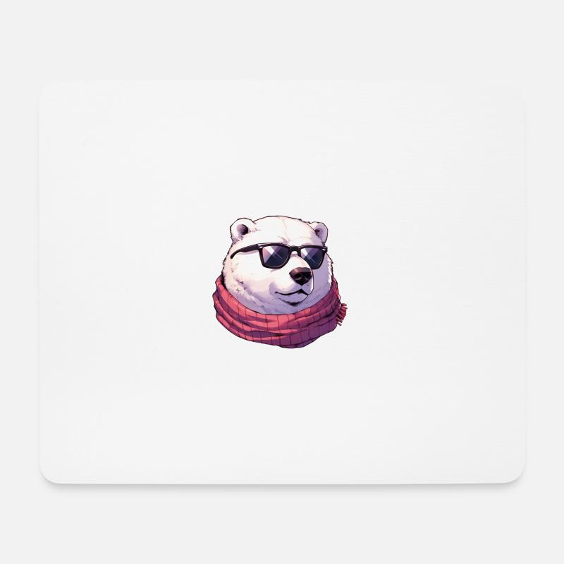 cooler Eisbär mit sonnenbrille - Mousepad (Querformat) - Weiß