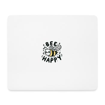 Bee Happy - Mousepad (Querformat) - Weiß - Vorne