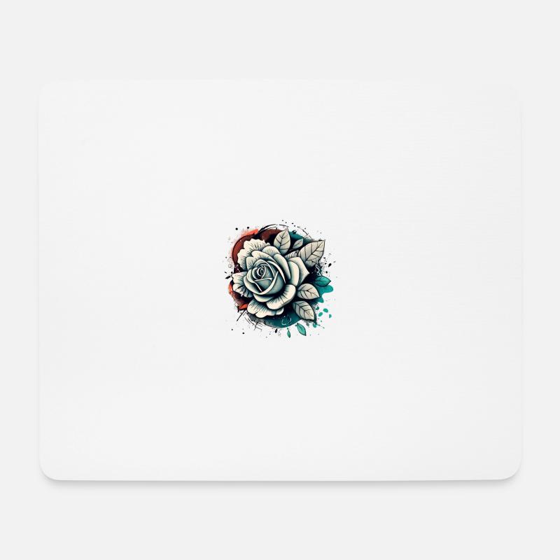 weiße Rose Vector Design - Mousepad (Querformat) - Weiß