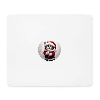Weihnachtsmann Katze freut sich tierisch - Mousepad (Querformat) - Weiß - Vorne