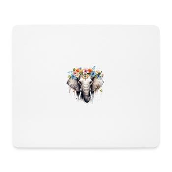 geblumter Elefant - Mousepad (Querformat) - Weiß - Vorne