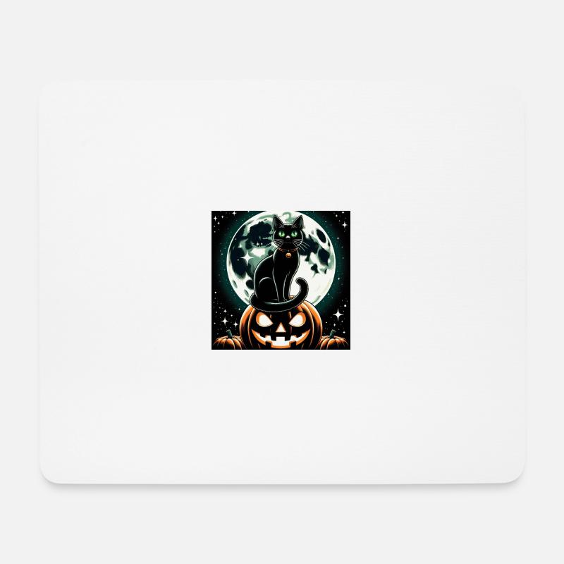 Chat et Halloween - Tapis de souris (format paysage) - blanc