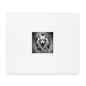loup yeux bleus - Tapis de souris (format paysage) - blanc - Devant