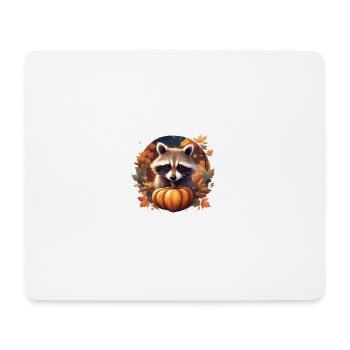 Süßer Waschbär im Herbstkranz - Mousepad (Querformat) - Weiß - Vorne