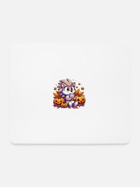 Igel trinkt Halloween - Mousepad (Querformat) - Weiß