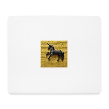 Schwarzes Einhorn vor gelber Wand - Mousepad (Querformat) - Weiß - Vorne