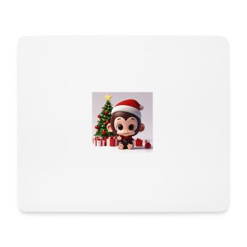 Singe tout mignon à Noël - Tapis de souris (format paysage) - blanc - Devant
