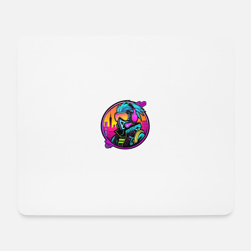 Mehrfarbiges Cyber-Punk-Logo - Mousepad (Querformat) - Weiß