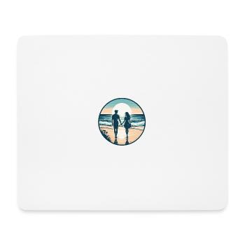 Beachside Bliss: Romantischer Strandspaziergang - Mousepad (Querformat) - Weiß - Vorne