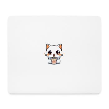 Instant Noodles Cat: Anime Minimalism - Mouse Pad (horizontal) - white - Front