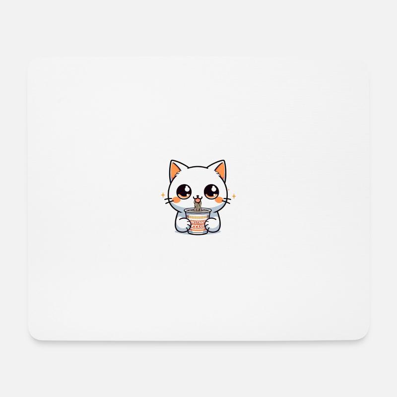 Instant Noodles Katze: Anime Minimalismus - Mousepad (Querformat) - Weiß