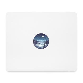 Winterlandschaft - Schnee, Mond, Wald, Winter - Mousepad (Querformat) - Weiß - Vorne