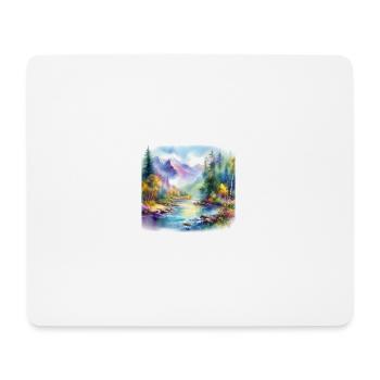 Colorful Watercolor Landscape - Mouse Pad (horizontal) - white - Front