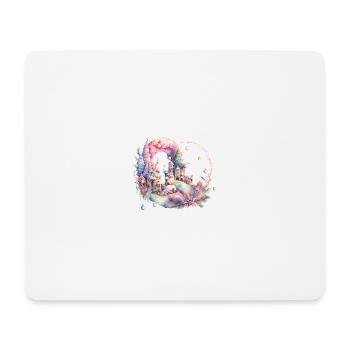 pastellfarbene Winterlandschaft in Herzform - Mousepad (Querformat) - Weiß - Vorne