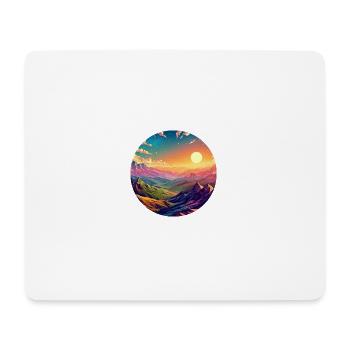 Landschaft farbenfroh episch Sonnenuntergang Comic - Mousepad (Querformat) - Weiß - Vorne