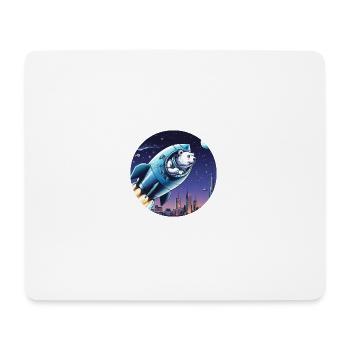 Rocket with bear takes off into space in front of night sky - Mouse Pad (horizontal) - white - Front