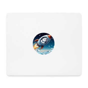 excited polar bear in a rocket comic - Mouse Pad (horizontal) - white - Front