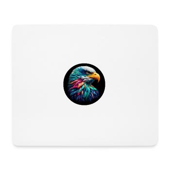 Adler Kopf bunt vor schwarzem Hintergund, Portrait - Mousepad (Querformat) - Weiß - Vorne