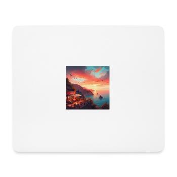Ein Café im Sonnenuntergang am Rande der Welt - Mousepad (Querformat) - Weiß - Vorne