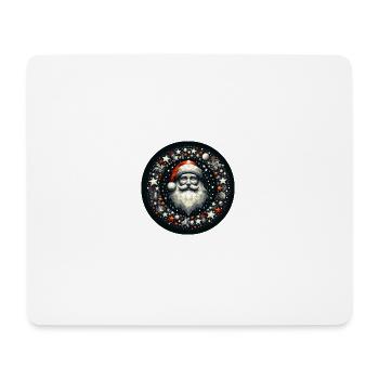 Weihnachtsmann Kranz rund Sterne Kugeln rot grau - Mousepad (Querformat) - Weiß - Vorne