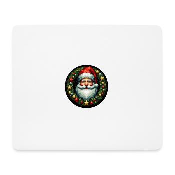 Weihnachtsmann Kopf Kranz bunt rot gold - Mousepad (Querformat) - Weiß - Vorne