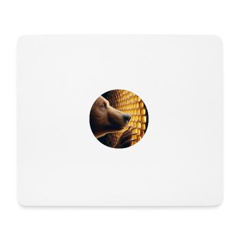 Braunbär, der durch eine Bienenwabe schaut - Mousepad (Querformat) - Weiß - Vorne