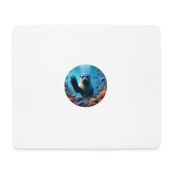 Seal in the sea with diving goggles - Mouse Pad (horizontal) - white - Front