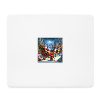 Weihnachtsmann im Weihnachtsschlitten - Mousepad (Querformat) - Weiß - Vorne
