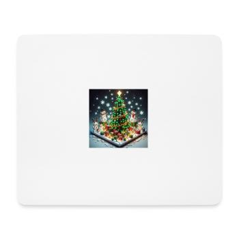 Pixel Weihnachtswelt mit Weihnachtsbaum - Mousepad (Querformat) - Weiß - Vorne