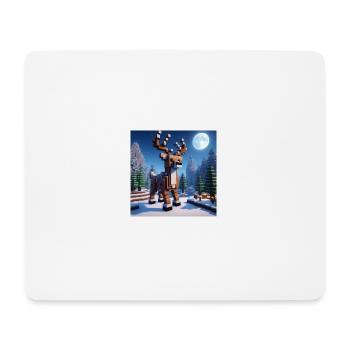 Pixel Rentier, Elch im Winterwald zu Weihnachten - Mousepad (Querformat) - Weiß - Vorne