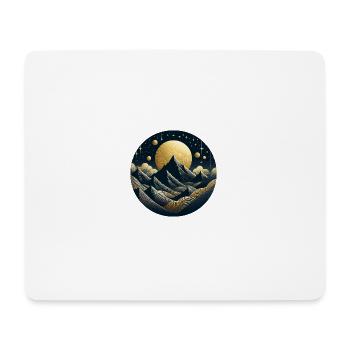 Landscape, Mountains, Moon, Stars, Night - Mouse Pad (horizontal) - white - Front