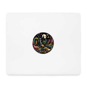 Forest, Animals, Colorful, Black, Night - Mouse Pad (horizontal) - white - Front