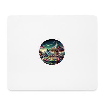 Fantasy world with mountains, carousel and horses - Mouse Pad (horizontal) - white - Front