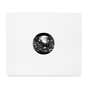 Jungle Noir Blanc Palmiers Paysage - Tapis de souris (format paysage) - blanc - Devant