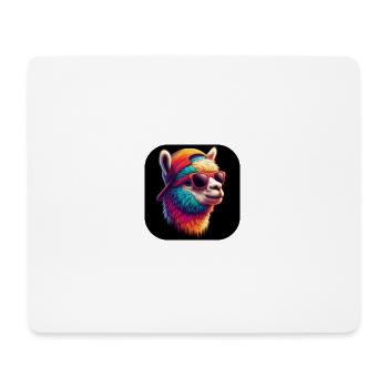 Lama Alpaka Bunt Brille Cap - Mousepad (Querformat) - Weiß - Vorne