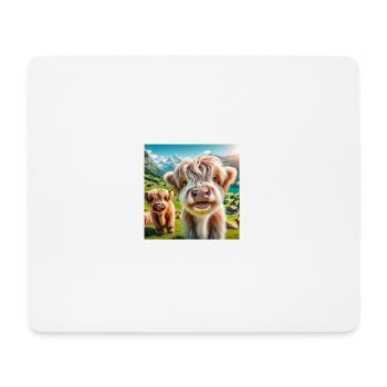 Ultra-cute, fluffy Highland cattle - Mousepad (Querformat) - Weiß - Vorne