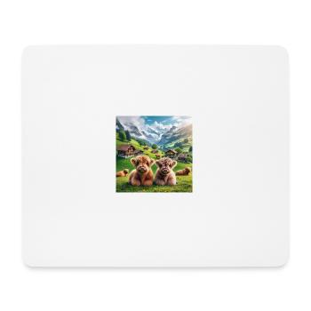 Adorable ultra fluffy Highland cattle - Mousepad (Querformat) - Weiß - Vorne
