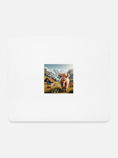 Cute, sweet, and fluffy Highland cow - Mousepad (Querformat) - Weiß