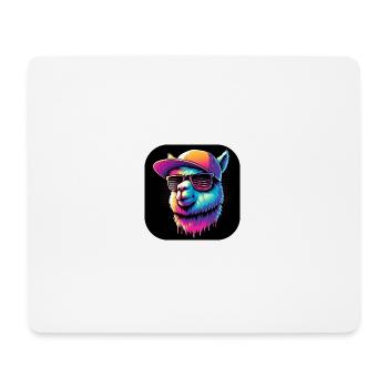 Alpaka Lama Rapper mit Cap und Sonnenbrille - Mousepad (Querformat) - Weiß - Vorne