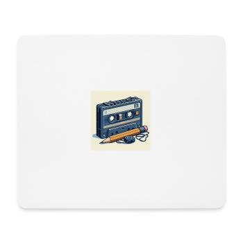 Bleistift und Kassette - Mousepad (Querformat) - Weiß - Vorne